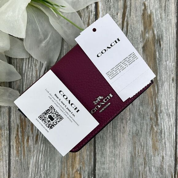 Coach Card Holder Wallet In Signature Canvas With Bow Print Bag Purse - Picture 5 of 17